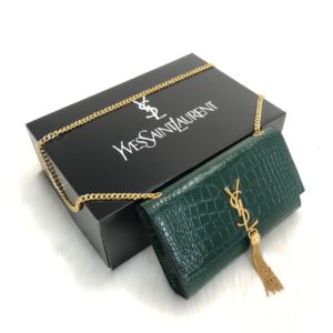 ysl saint laurent canta medium kate tassel yesil gold
