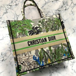 Christian Dior canta Book Tote Oblique yesil isleme 41x32 cm