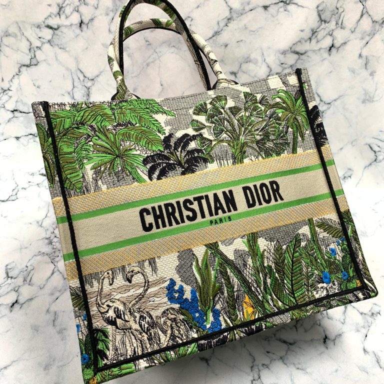 Christian Dior canta Book Tote Oblique yesil isleme 41x32 cm