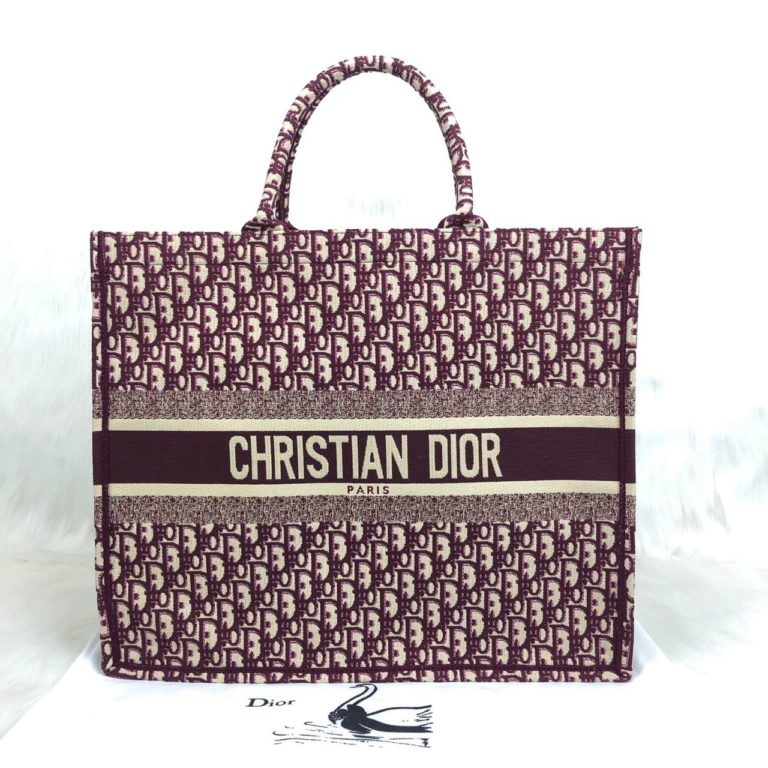 Christian Dior canta Tote Oblique bordo logo baski 41x32 cm