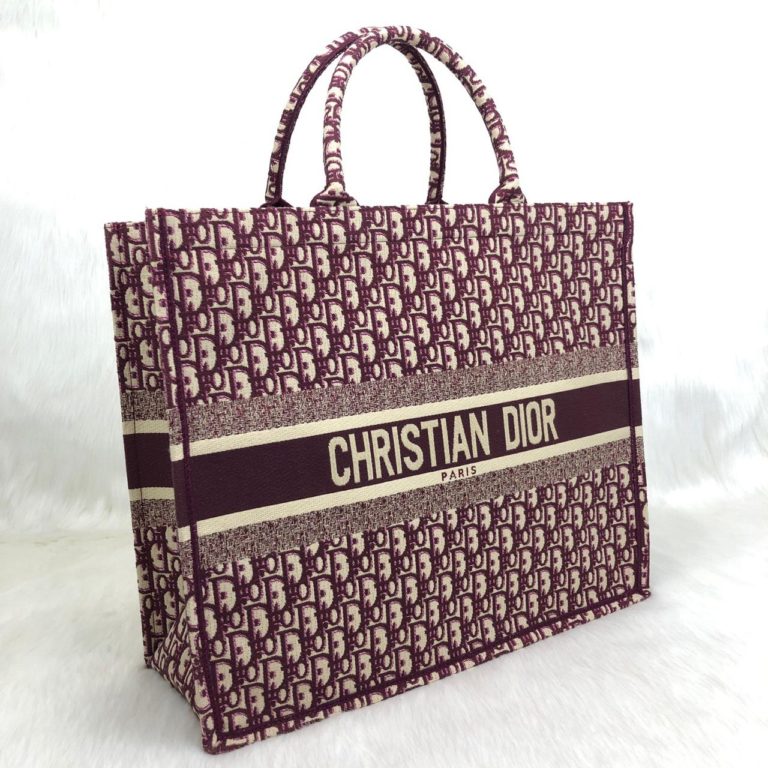 Christian Dior canta Tote Oblique bordo logo baski 41x32 cm