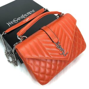 yves saint laurent ysl canta medium collage turuncu silver capitone 24x17