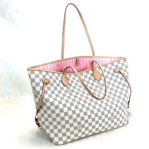 louis vuitton canta beyaz pembe buyuk boy neverfull damier 39x32x19