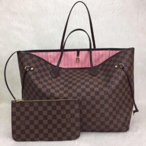 louis vuitton canta kahve pembe buyuk boy neverfull damier 39x32x19