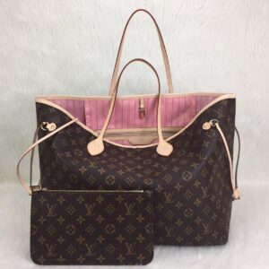 louis vuitton canta kahve pembe buyuk boy neverfull monogram 39x32x19