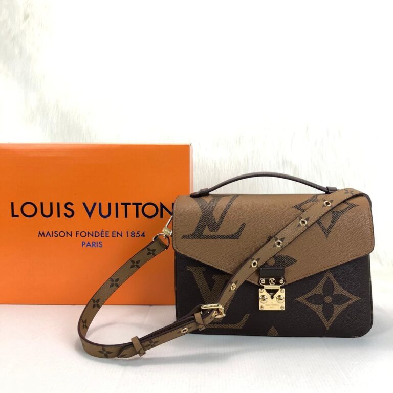 louis vuitton canta metis kahve buyuk logo pochette 25x19cm