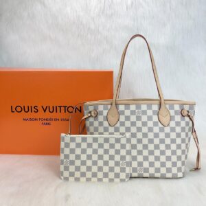 louis vuitton canta neverfull mini boy damier beyaz 29x22x13cm