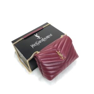 yves saint laurent ysl canta loulou medium bordo gold 28x19cm