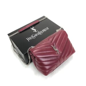 yves saint laurent ysl canta loulou medium bordo silver 28x19cm