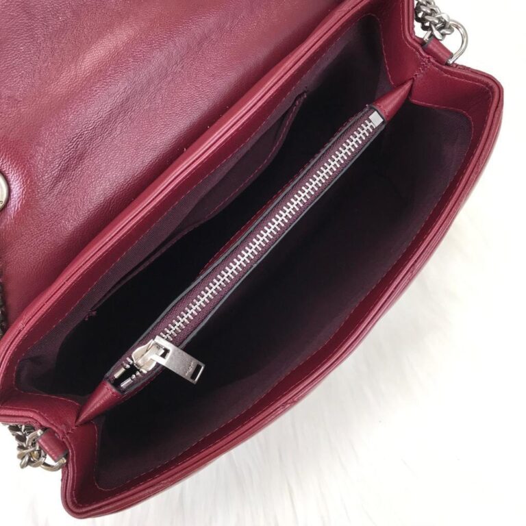 yves saint laurent ysl canta loulou medium bordo silver 28x19cm