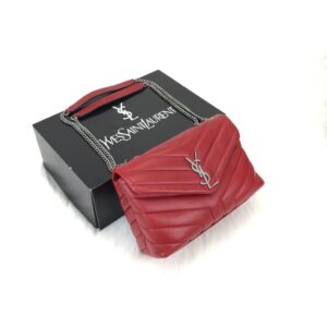 yves saint laurent ysl canta loulou medium kirmizi silver 28x19cm
