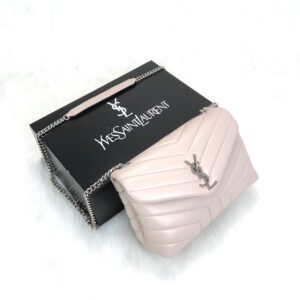 yves saint laurent ysl canta loulou medium pudra pembe silver 28x19cm