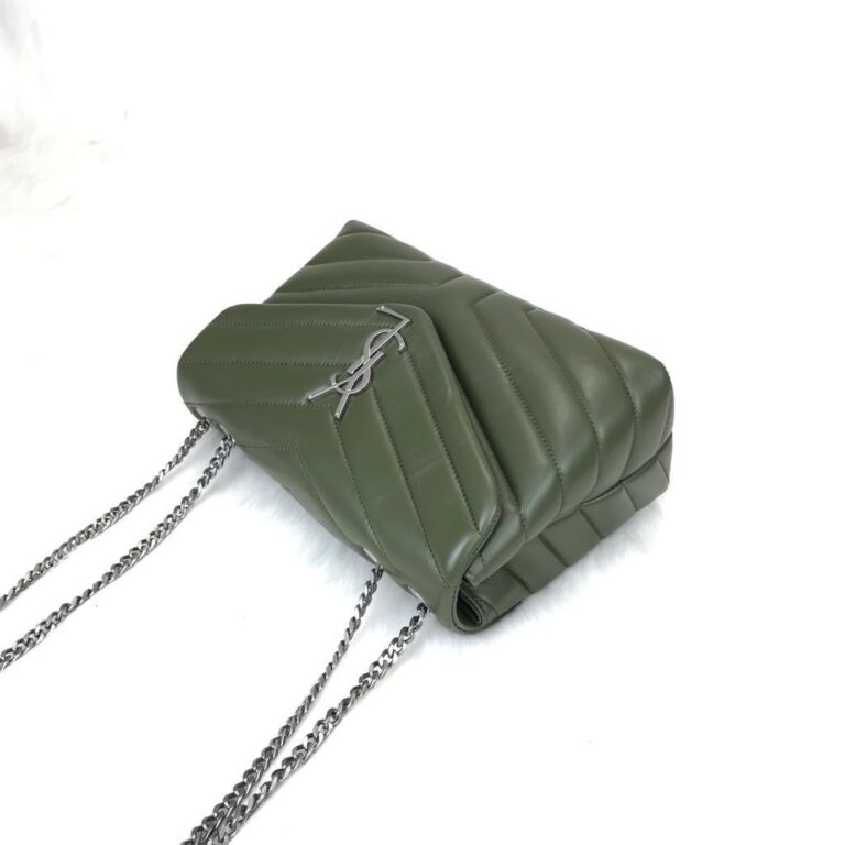 yves saint laurent ysl canta loulou medium yesil silver 28x19cm