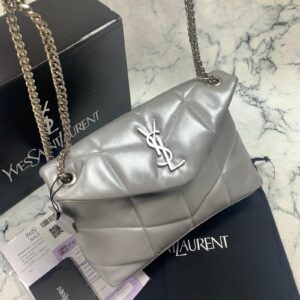 yves saint laurent ysl canta loulou puffer silver