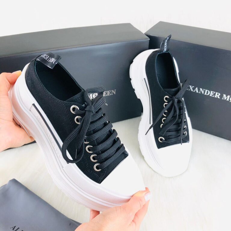 alexander mcqueen ayakkabi siyah sneaker Tread Slick kaucuk taban