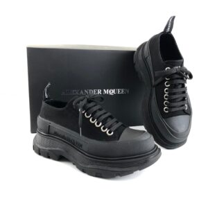 alexander mcqueen ayakkabi siyah sneaker Tread Slick kaucuk taban 6cm