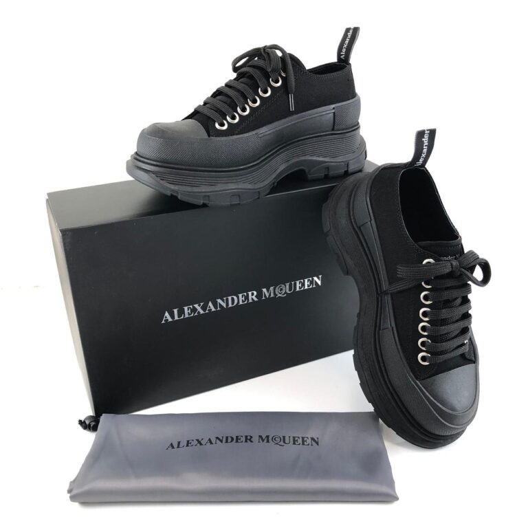 alexander mcqueen ayakkabi siyah sneaker Tread Slick kaucuk taban 6cm