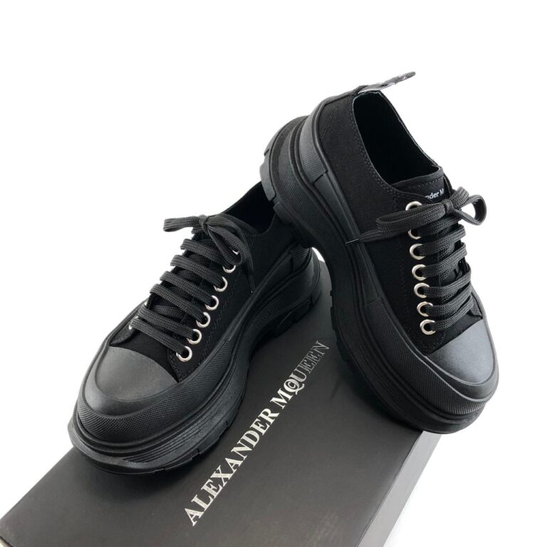 alexander mcqueen ayakkabi siyah sneaker Tread Slick kaucuk taban 6cm