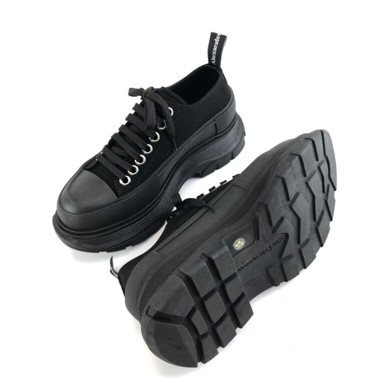 alexander mcqueen ayakkabi siyah sneaker Tread Slick kaucuk taban 6cm