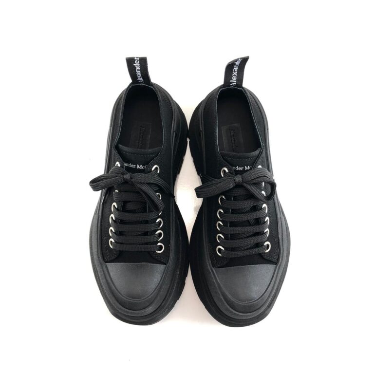 alexander mcqueen ayakkabi siyah sneaker Tread Slick kaucuk taban 6cm
