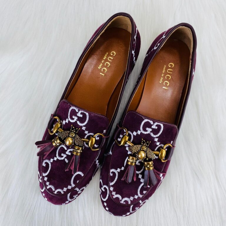 gucci ayakkabi jordan suet bee loafer bordo ithal