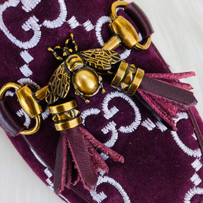gucci ayakkabi jordan suet bee loafer bordo ithal