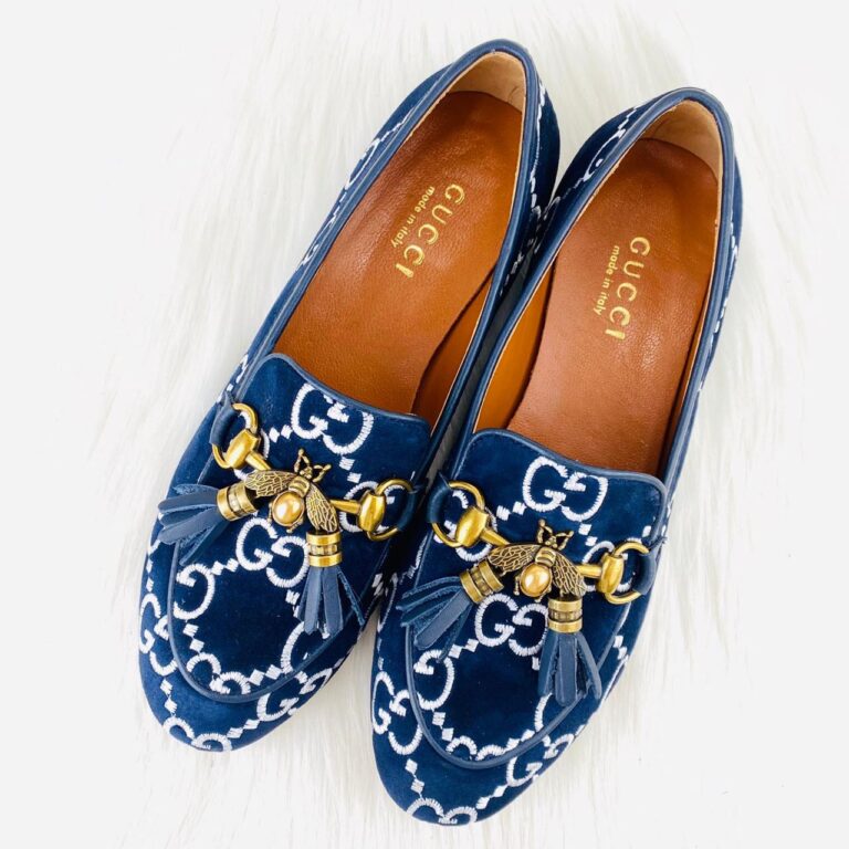 gucci ayakkabi jordan suet bee loafer lacivert ithal