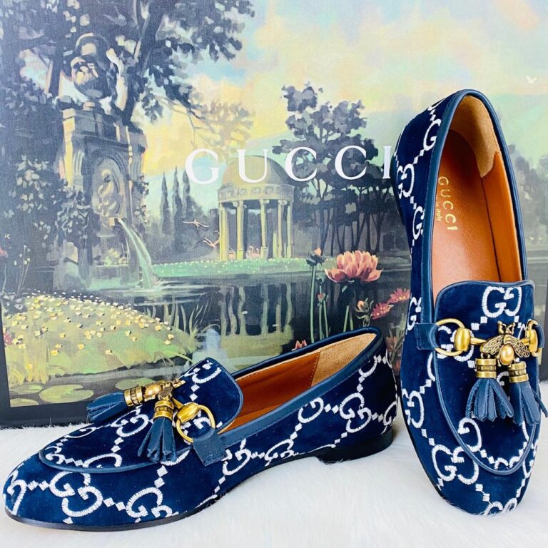 gucci ayakkabi jordan suet bee loafer lacivert ithal