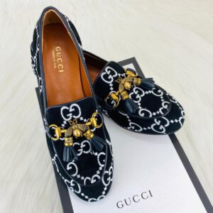 gucci ayakkabi jordan suet bee loafer siyah ithal