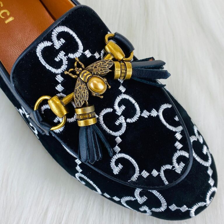 gucci ayakkabi jordan suet bee loafer siyah ithal