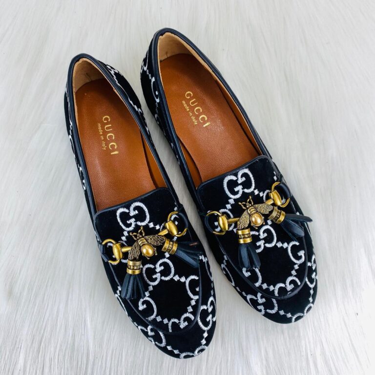 gucci ayakkabi jordan suet bee loafer siyah ithal