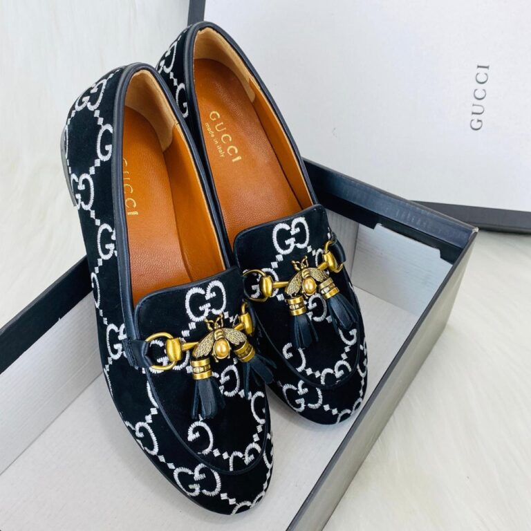 gucci ayakkabi jordan suet bee loafer siyah ithal