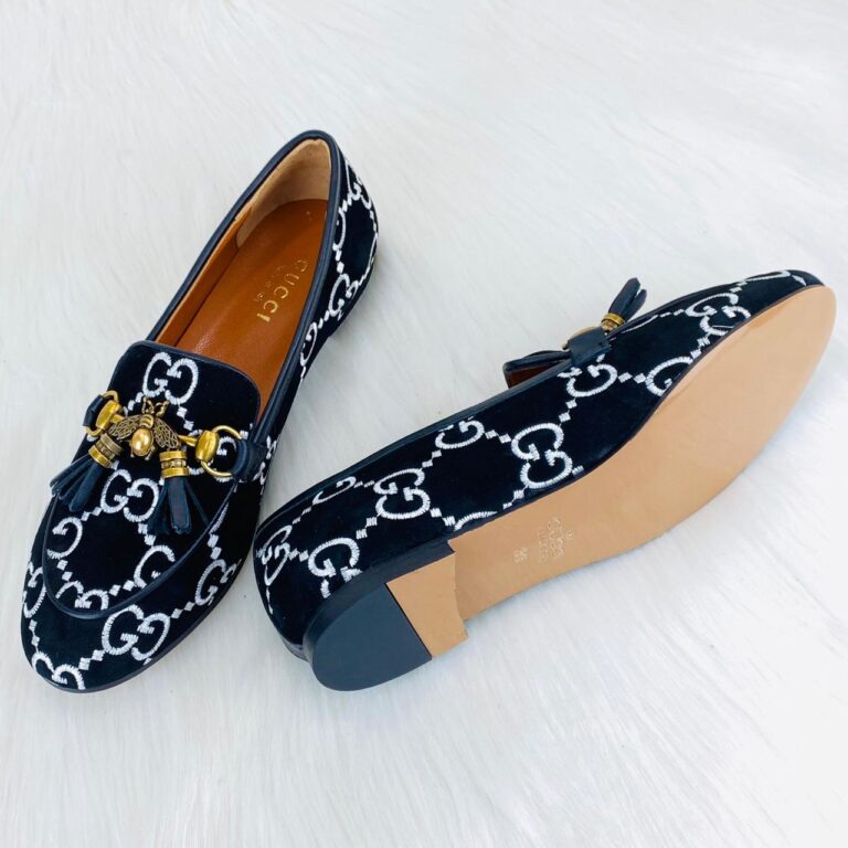 gucci ayakkabi jordan suet bee loafer siyah ithal