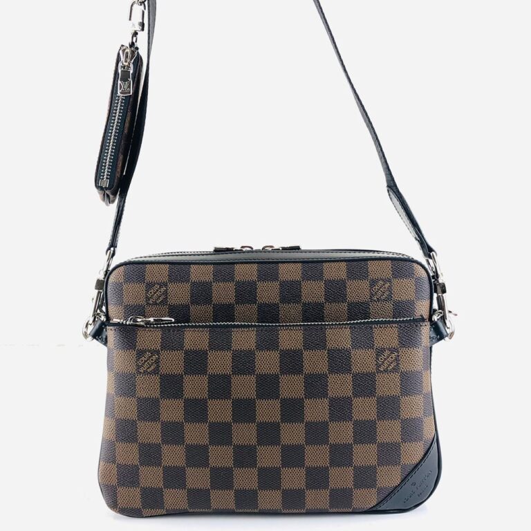 louis vuitton canta damier kahve trio messenger postaci 25x18cm