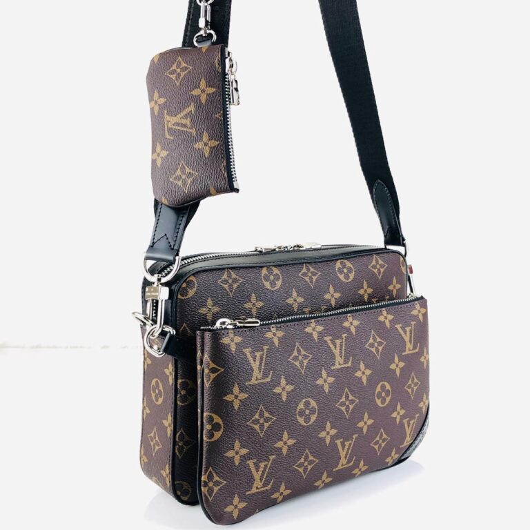 louis vuitton canta kahve monogram trio messenger postaci 25x18cm