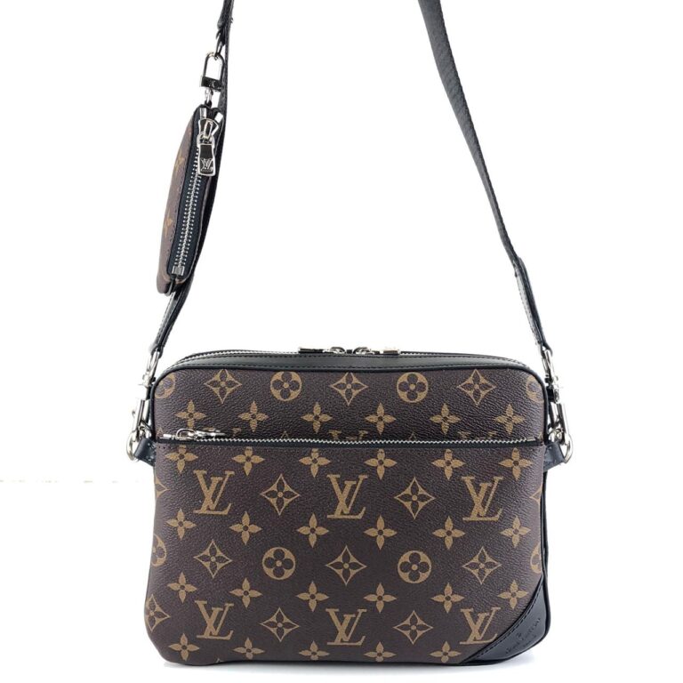 louis vuitton canta kahve monogram trio messenger postaci 25x18cm