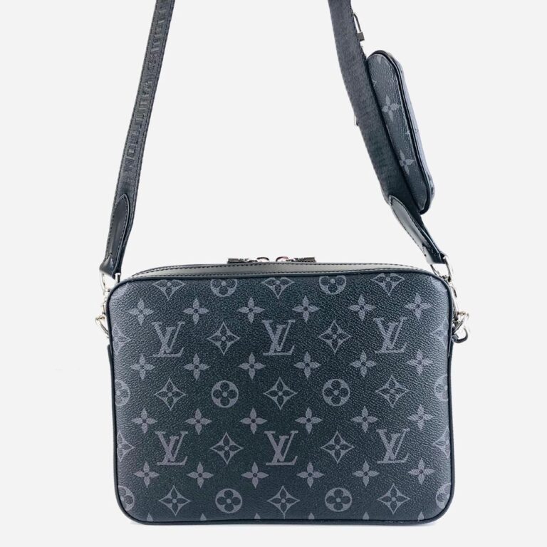 louis vuitton canta siyah gri  monogram trio messenger postaci 25x18cm