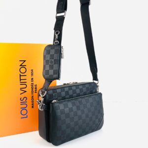 louis vuitton canta siyah trio messenger postaci 25x18cm