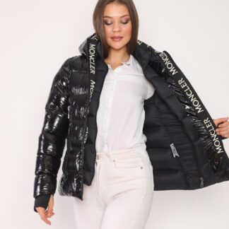 moncler mont parlak siyah yazili cift fermuar QR kod