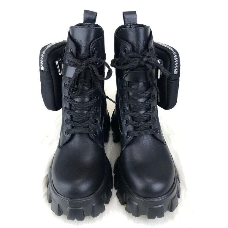 prada ayakkabi siyah bot ankle pouch combat