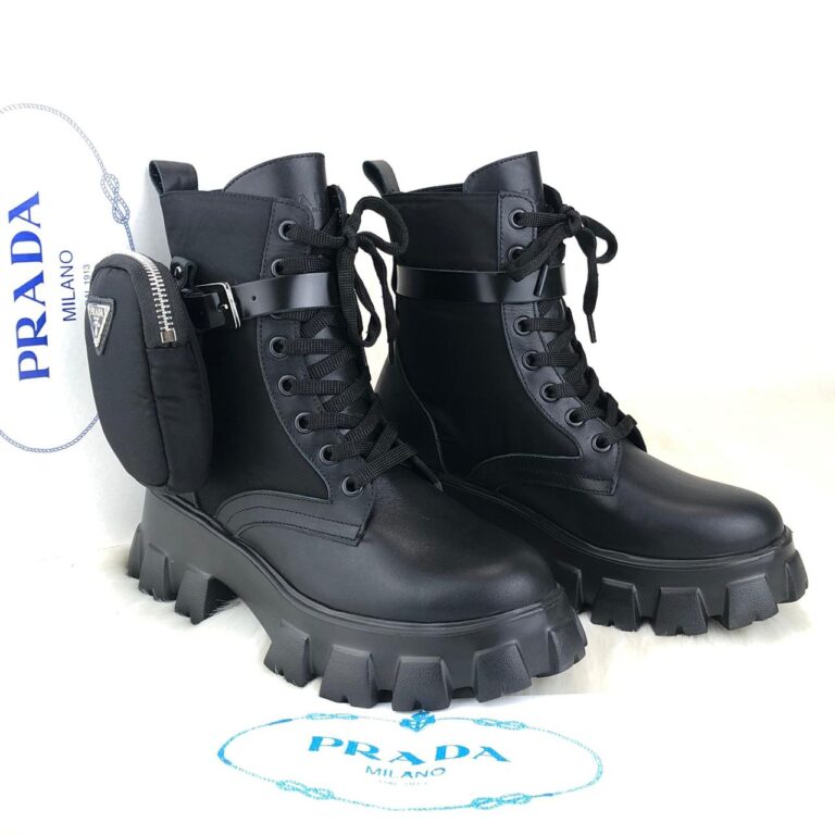 prada ayakkabi siyah bot ankle pouch combat
