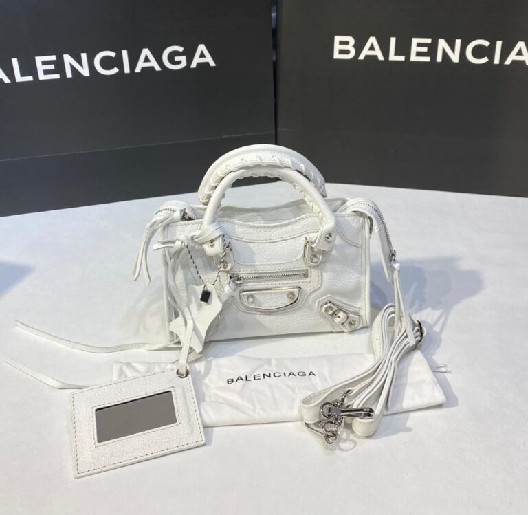 balenciaga canta city miniboy beyaz gumus 19x12