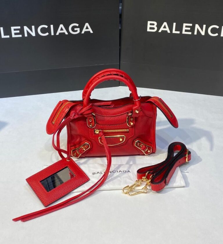 balenciaga canta city miniboy kirmizi gold aksesuar 19x12