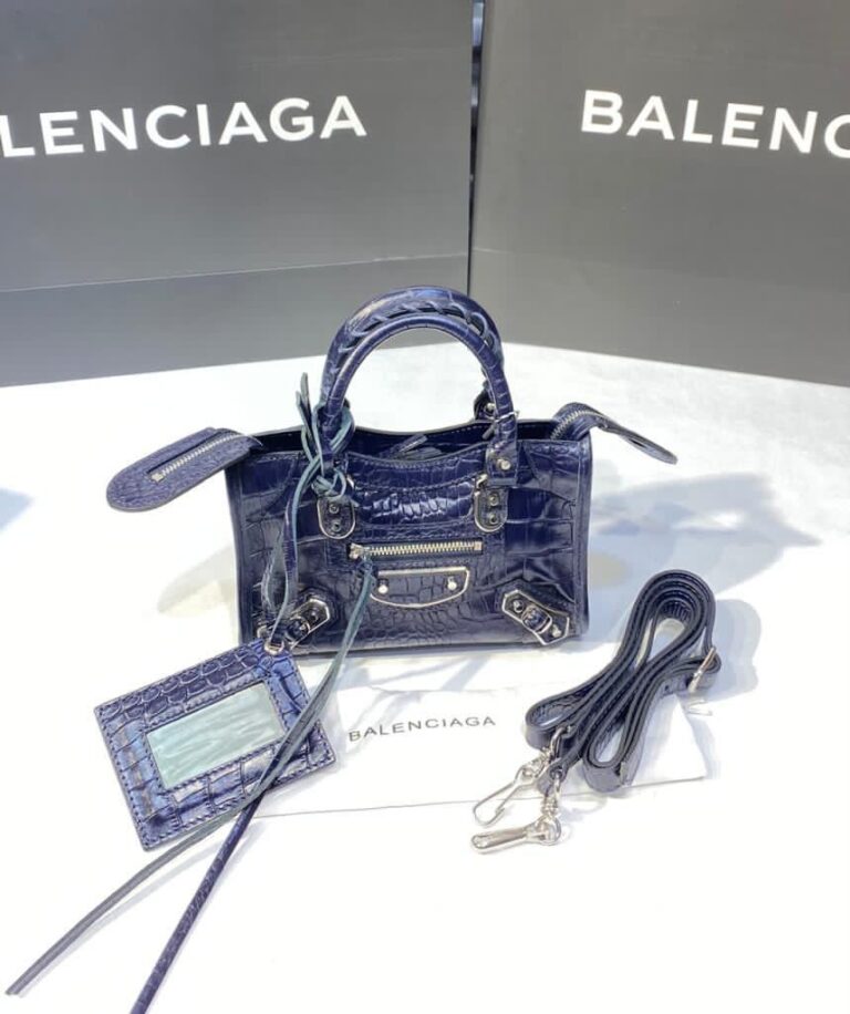 balenciaga canta city miniboy lacivert crocodil silver 19x12
