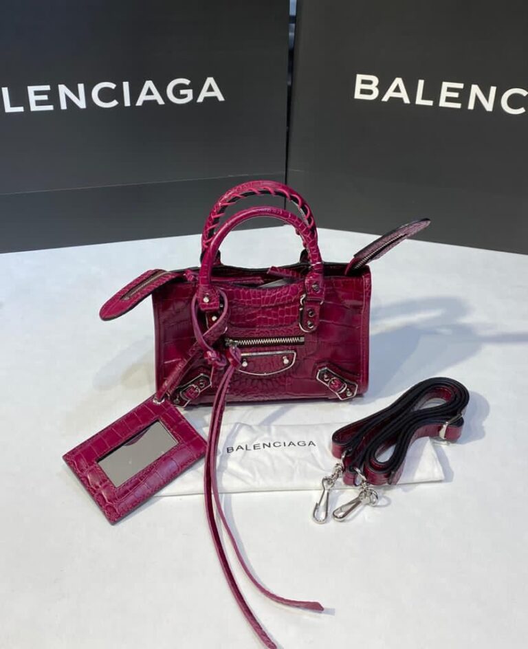 balenciaga canta city miniboy pembe crocodil silver 19x12