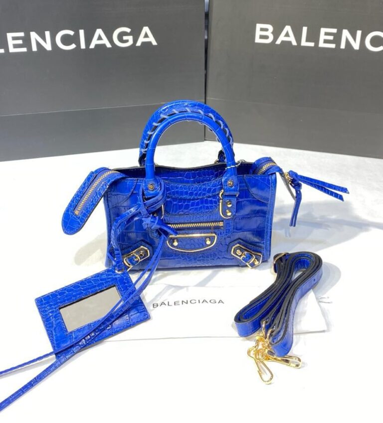 balenciaga canta city miniboy saks mavi crocodil gold 19x12