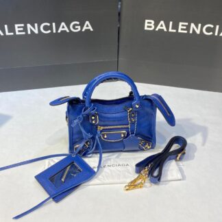 balenciaga canta city miniboy saks mavi gold aksesuar 19x12