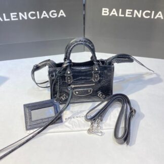 balenciaga canta city miniboy siyah crocodil silver 19x12