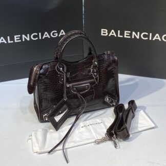 balenciaga canta city orta boy kahve crocodil silver 31x23 cm