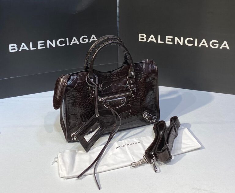 balenciaga canta city orta boy kahve crocodil silver 31x23 cm